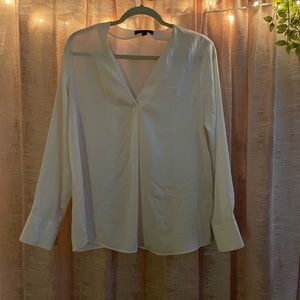 Banana Republic white v neck long sleeve blouse